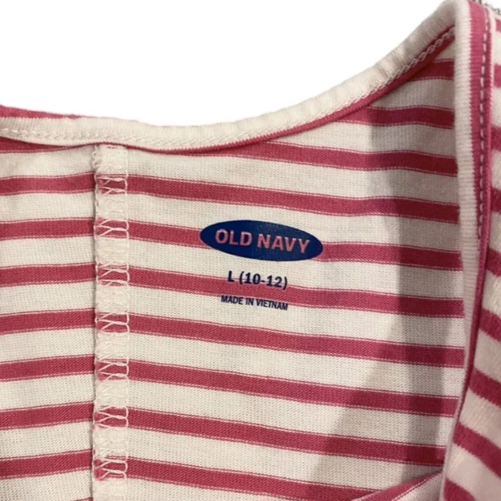 Old Navy Sz L (10-12) Chambray & Pink Striped Tank Dress